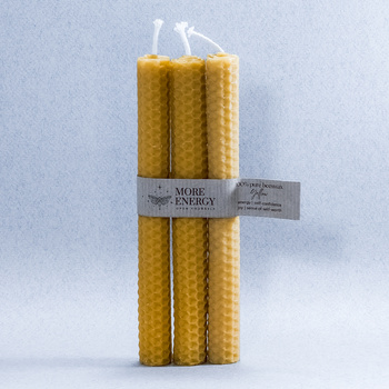 3 duże świece żółte | Naturalne świece z wosku pszczelego | 100% wosk pszczeli