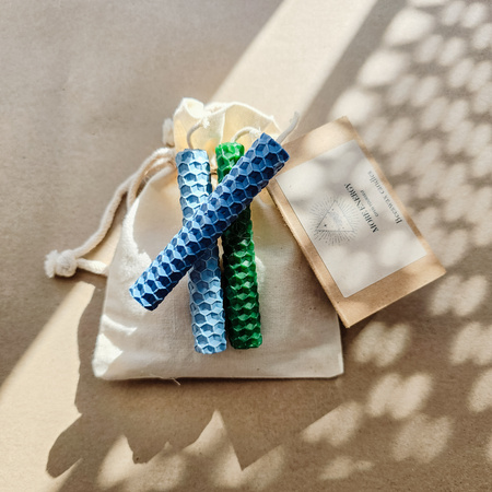 Zestaw Zdrowie | 3 małe świece | Kolorowe świece z naturalnego wosku pszczelego | 100% wosk pszczeli