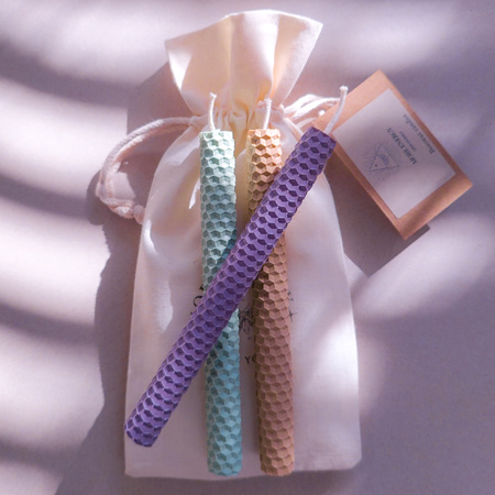 Zestaw Szczęście | 3 duże świece | Kolorowe świece z naturalnego wosku pszczelego | 100% wosk pszczeli