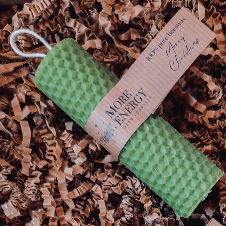 Gruba świeca słupkowa świeża zieleń | Naturalna świeca z wosku pszczelego | 100% wosk pszczeli