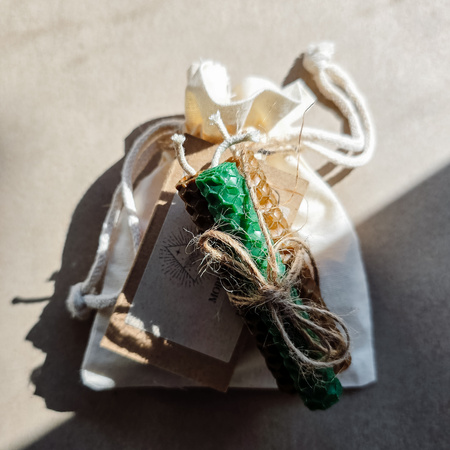 Zestaw Obfitość | 3 małe świece | Kolorowe świece z naturalnego wosku pszczelego | 100% wosk pszczeli