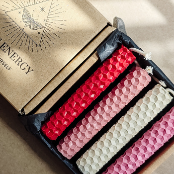 Zestaw Miłość | 12 małych świec | Kolorowe świece z naturalnego wosku pszczelego | 100% wosk pszczeli