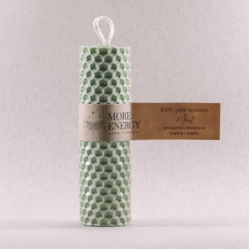 Gruba świeca słupkowa miętowa | Naturalna świeca z wosku pszczelego | 100% wosk pszczeli