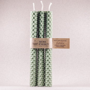 3 duże świece pistacjowe | Naturalne świece z wosku pszczelego | 100% wosk pszczeli