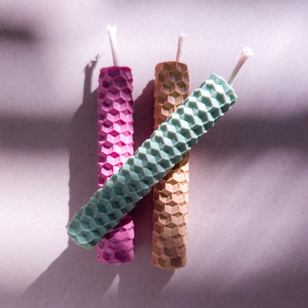 Zestaw Wdzięczność - podziękowanie | 3 małe świece | Kolorowe świece z naturalnego wosku pszczelego | 100% wosk pszczeli