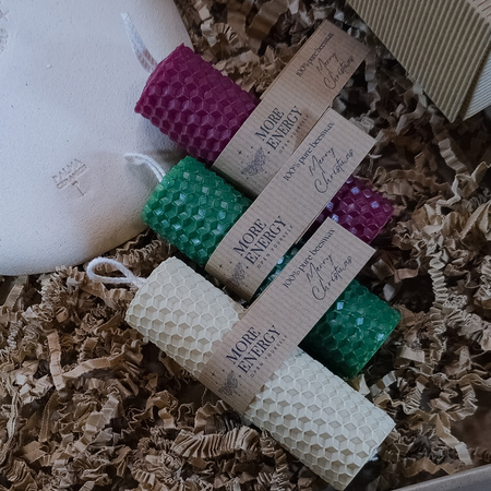 Gruba świeca słupkowa kość słoniowa | Naturalna świeca z wosku pszczelego | 100% wosk pszczeli