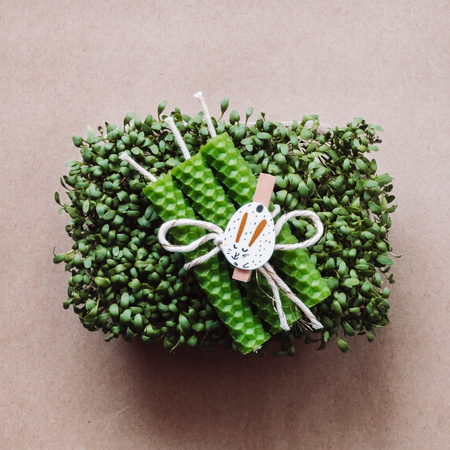 3 małe świece zielone - świeża zieleń | Naturalne świece z wosku pszczelego | 100% wosk pszczeli