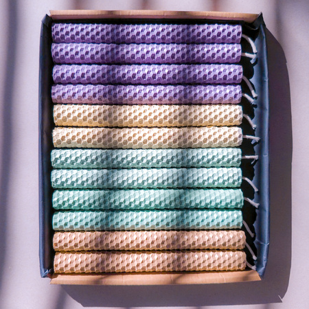 Zestaw Szczęście | 12 dużych świec | Kolorowe świece z naturalnego wosku pszczelego | 100% wosk pszczeli