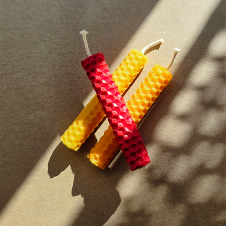 Zestaw Kreatywność | 3 małe świece | Kolorowe świece z naturalnego wosku pszczelego | 100% wosk pszczeli