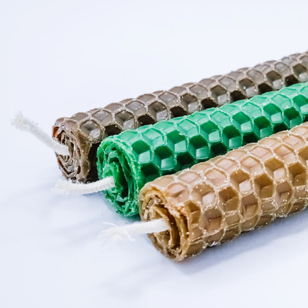 Zestaw Obfitość | 3 małe świece | Kolorowe świece z naturalnego wosku pszczelego | 100% wosk pszczeli