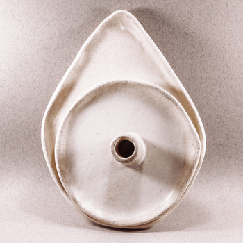 Zestaw - świecznik ceramiczny do dużych świec (stołowych) i podstawka do grubych świec słupkowych | Ręcznie wykonane | Minimalistyczny design