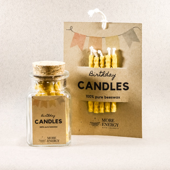 Świeczki urodzinowe na tort z naturalnego wosku pszczelego - żółte | Naturalne świeczki | 100% wosk pszczeli