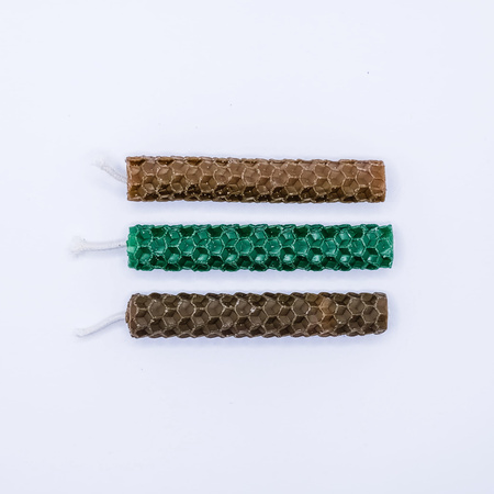 Zestaw Obfitość | 3 małe świece | Kolorowe świece z naturalnego wosku pszczelego | 100% wosk pszczeli