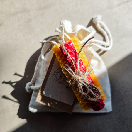 Zestaw Kreatywność | 3 duże świece | Kolorowe świece z naturalnego wosku pszczelego | 100% wosk pszczeli