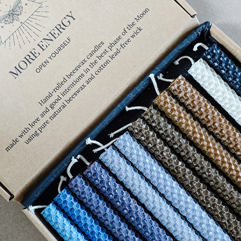 Zestaw Spokój | 12 dużych świec | Kolorowe świece z naturalnego wosku pszczelego | 100% wosk pszczeli