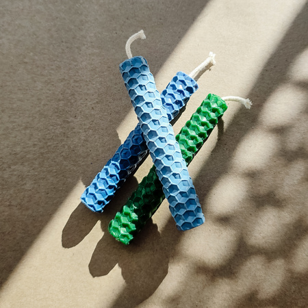 Zestaw Zdrowie | 3 małe świece | Kolorowe świece z naturalnego wosku pszczelego | 100% wosk pszczeli