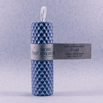 Gruba świeca słupkowa fioletowa - jasnofioletowa, lawendowa | Naturalna świeca z wosku pszczelego | 100% wosk pszczeli