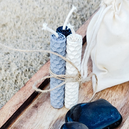 Zestaw Oczyszczenie | 3 małe świece | Kolorowe świece z naturalnego wosku pszczelego | 100% wosk pszczeli