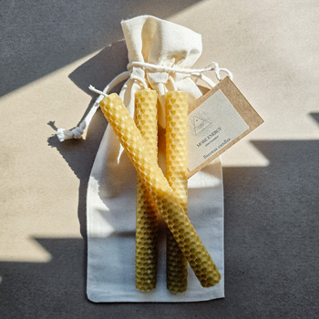 Zestaw Natura | 3 duże świece | Naturalne świece z wosku pszczelego | 100% wosk pszczeli