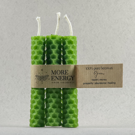 3 małe świece zielone - świeża zieleń | Naturalne świece z wosku pszczelego | 100% wosk pszczeli