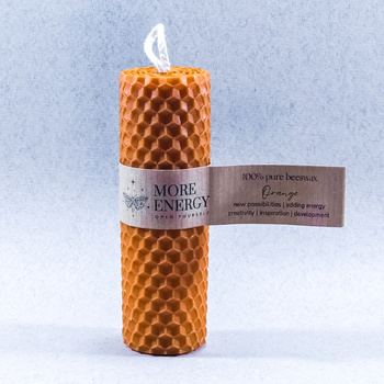 Gruba świeca słupkowa pomarańczowa | Naturalna świeca z wosku pszczelego | 100% wosk pszczeli