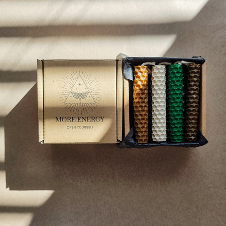 Zestaw Obfitość | 12 małych świec | Kolorowe świece z naturalnego wosku pszczelego | 100% wosk pszczeli