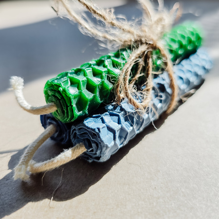 Zestaw Zdrowie | 3 małe świece | Kolorowe świece z naturalnego wosku pszczelego | 100% wosk pszczeli