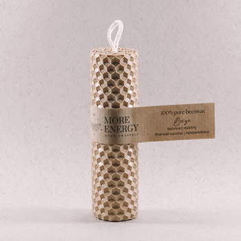 Gruba świeca słupkowa beżowa | Naturalna świeca z wosku pszczelego | 100% wosk pszczeli