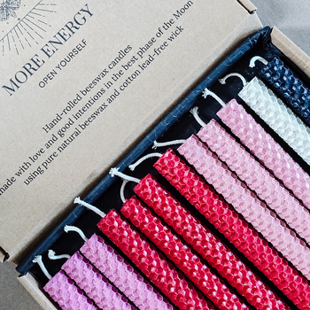 Zestaw Miłość | 12 dużych świec | Kolorowe świece z naturalnego wosku pszczelego | 100% wosk pszczeli