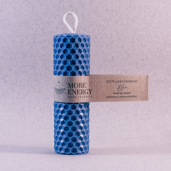 Gruba świeca słupkowa niebieska | Naturalna świeca z wosku pszczelego | 100% wosk pszczeli