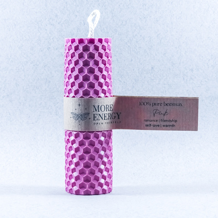 Gruba świeca słupkowa różowa | Naturalna świeca z wosku pszczelego | 100% wosk pszczeli