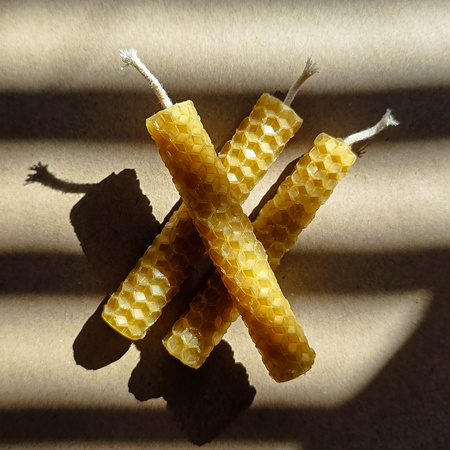 Zestaw Natura | 3 małe świece | Naturalne świece z wosku pszczelego | 100% wosk pszczeli