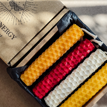 Zestaw Kreatywność | 12 małych świec | Kolorowe świece z naturalnego wosku pszczelego | 100% wosk pszczeli