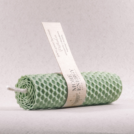 Gruba świeca słupkowa pistacjowa | Naturalna świeca z wosku pszczelego | 100% wosk pszczeli