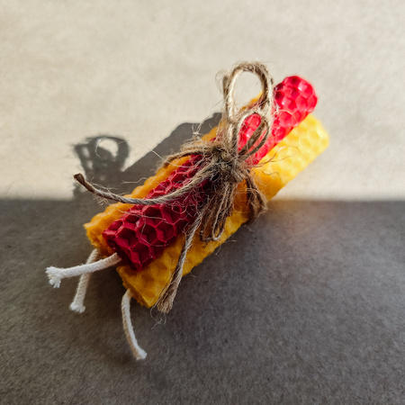 Zestaw Kreatywność | 3 małe świece | Kolorowe świece z naturalnego wosku pszczelego | 100% wosk pszczeli