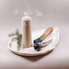 Zestaw - świecznik ceramiczny do dużych świec (stołowych) i podstawka do grubych świec słupkowych | Ręcznie wykonane | Minimalistyczny design