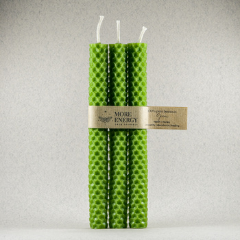 3 duże świece zielone - świeża zieleń | Naturalne świece z wosku pszczelego | 100% wosk pszczeli