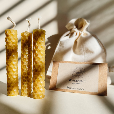 Zestaw Natura | 3 małe świece | Naturalne świece z wosku pszczelego | 100% wosk pszczeli