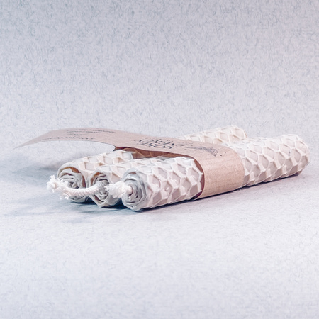 3 małe świece kremowe - kość słoniowa | Naturalne świece z wosku pszczelego | 100% wosk pszczeli