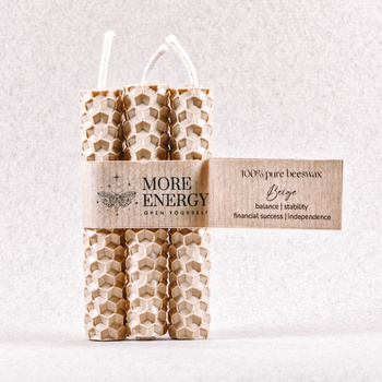 3 małe świece beżowe | Naturalne świece z wosku pszczelego | 100% wosk pszczeli