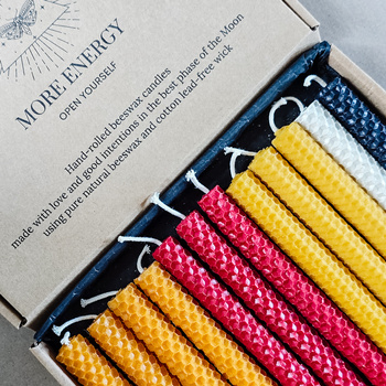 Zestaw Kreatywność | 12 dużych świec | Kolorowe świece z naturalnego wosku pszczelego | 100% wosk pszczeli