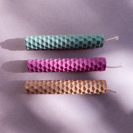 Zestaw Wdzięczność - podziękowanie | 3 małe świece | Kolorowe świece z naturalnego wosku pszczelego | 100% wosk pszczeli