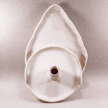Zestaw - świecznik ceramiczny do małych świec i podstawka do grubych świec słupkowych | Ręcznie wykonane | Minimalistyczny design
