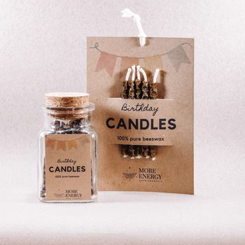 Świeczki urodzinowe na tort z naturalnego wosku pszczelego - brązowe | Naturalne świeczki | 100% wosk pszczeli