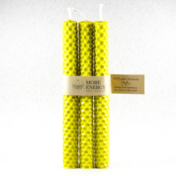 3 duże świece jasnożółte - słoneczne | Naturalne świece z wosku pszczelego | 100% wosk pszczeli