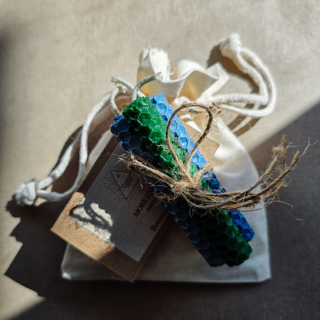 Zestaw Zdrowie | 3 małe świece | Kolorowe świece z naturalnego wosku pszczelego | 100% wosk pszczeli