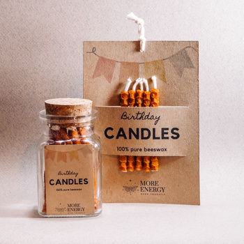 Świeczki urodzinowe na tort z naturalnego wosku pszczelego - pomarańczowe | Naturalne świeczki | 100% wosk pszczeli