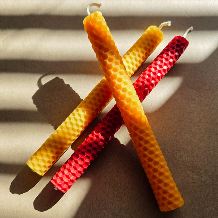 Zestaw Kreatywność | 3 duże świece | Kolorowe świece z naturalnego wosku pszczelego | 100% wosk pszczeli