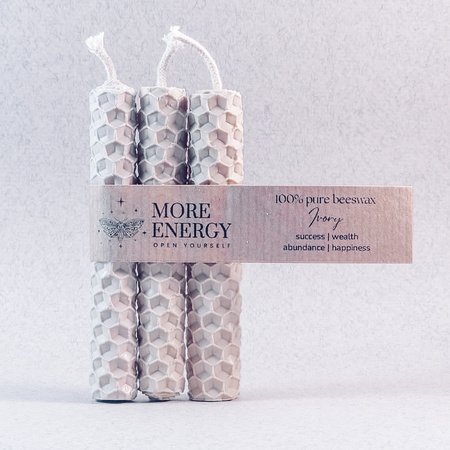 3 małe świece kremowe - kość słoniowa | Naturalne świece z wosku pszczelego | 100% wosk pszczeli