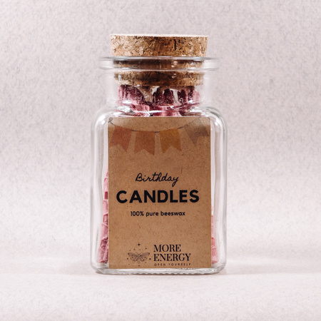 Świeczki urodzinowe na tort z naturalnego wosku pszczelego - różowe | Naturalne świeczki | 100% wosk pszczeli